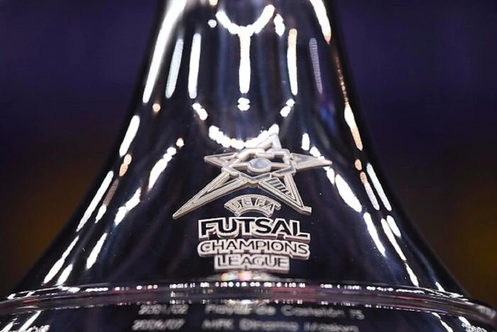 Moment of celebrating the next victory of the Spanish club in the Champions League in futsal